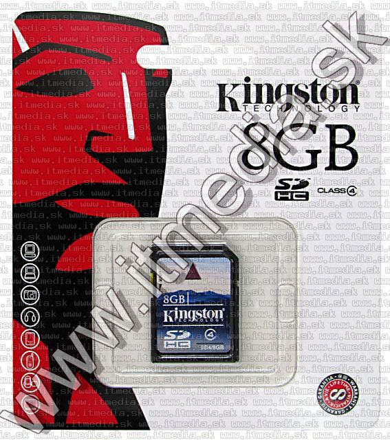 Image of Kingston SD-HC card, 8GB info! Class4 (IT5576)