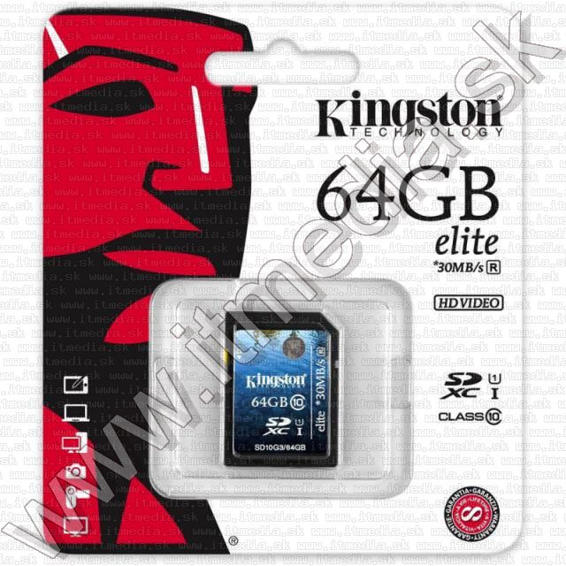 Image of Kingston SD-XC kártya 64GB info! Class10 G3 ELITE (UHS-I) (IT9414)