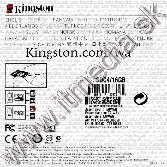 Kingston microSD-HC card 16GB Class4 + adapter (IT5930) Image of Kingston microSD-HC card 16GB Class4 + adapter (IT5930)