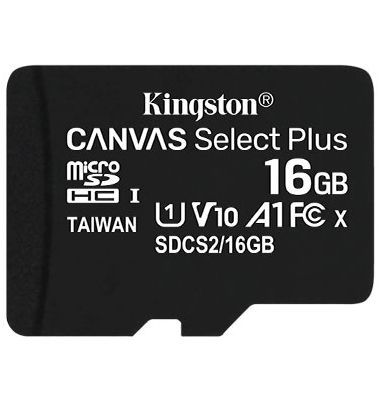 Image of Kingston microSD-HC 16GB Class10 UHS-I U1 A1 + adapter (100R/10W) Canvas Select Plus (IT14373)