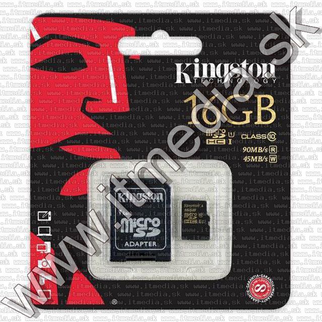 Image of Kingston microSD-HC card 16GB UHS-I U1 GOLD Class10 SDCA10/16GB + adapter (90/45 MBps) (IT10048)
