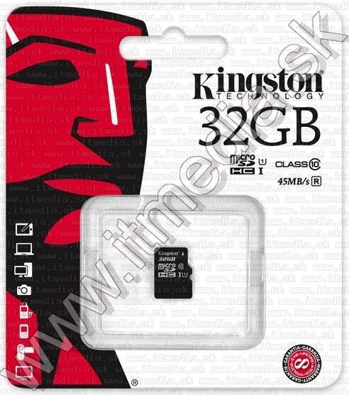 Kingston microSD-HC kártya 32GB UHS-I U1 Class10 adapter nélkül! (45/10 MBps) (IT11558) Image of Kingston microSD-HC kártya 32GB UHS-I U1 Class10 adapter nélkül! (45/10 MBps) (IT11558)
