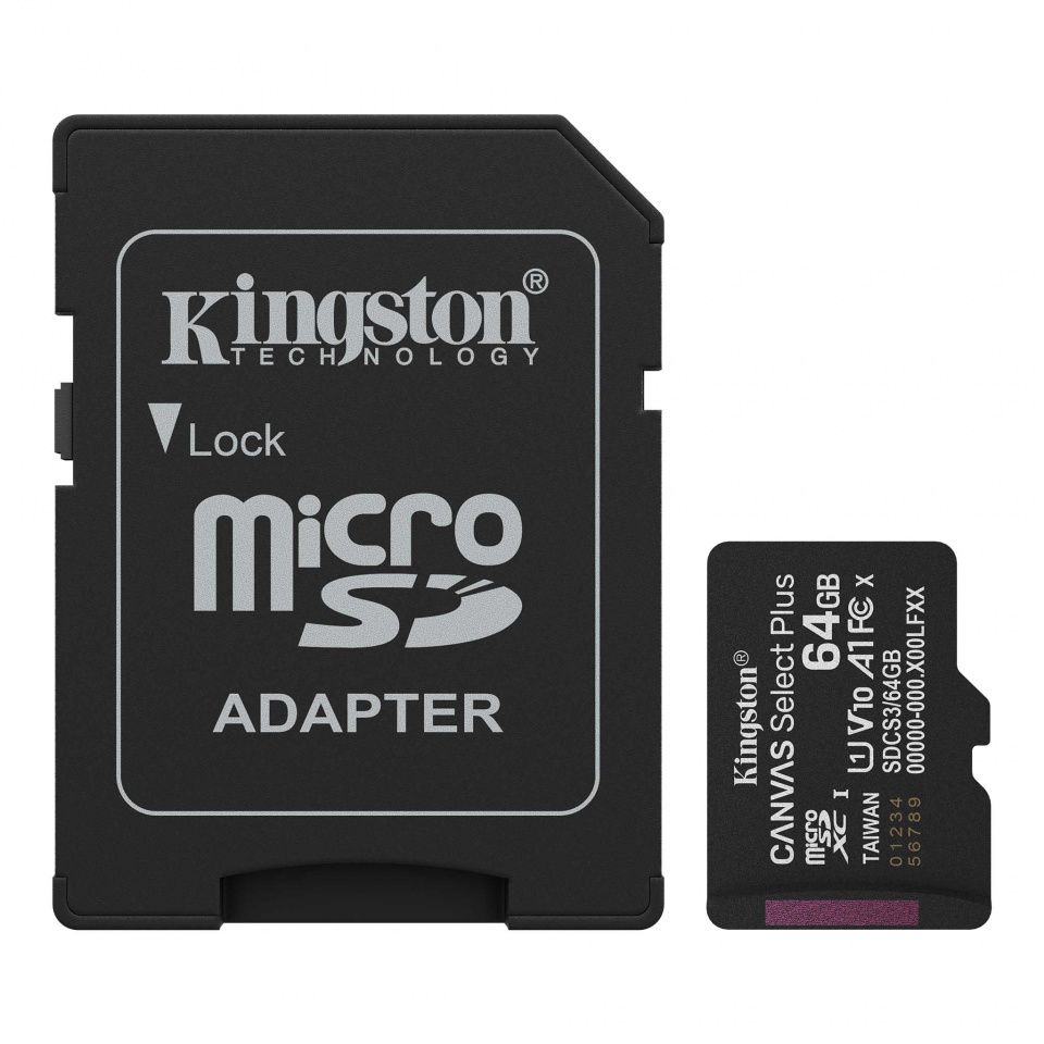 Image of Kingston microSD-XC 64GB Class10 UHS-I U1 A1 + adapter (100R/10W) Canvas Plus (IT14854)