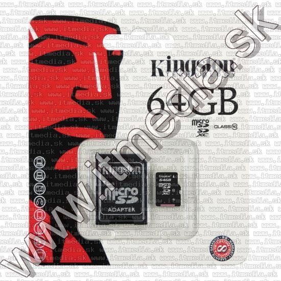 Image of Kingston microSD-XC kártya 64GB UHS-I U1 *Class10* INFO! + adapter (45/10 MBps) (IT9667)