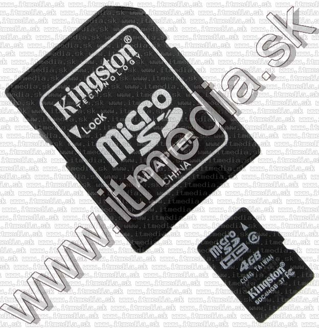 Image of Kingston microSD-HC card 4GB Class4 + adapter (IT3090)