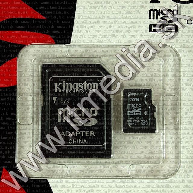 Image of Kingston microSD-HC kártya 4GB UHS-I U1 Class10 + adapter (kifutó) (IT7856)