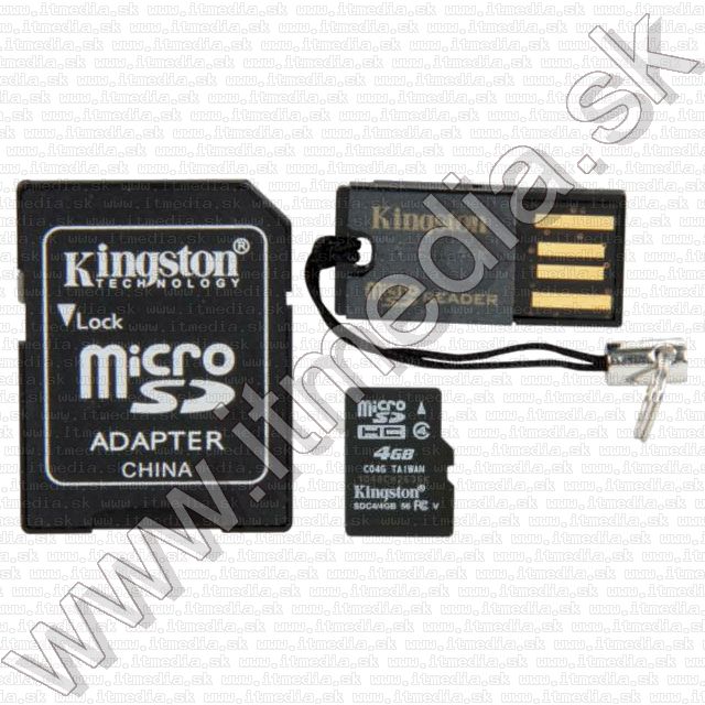 Image of Kingston microSD-HC card 4GB Class4 + adapter + Card Reader Mobility (IT8753)