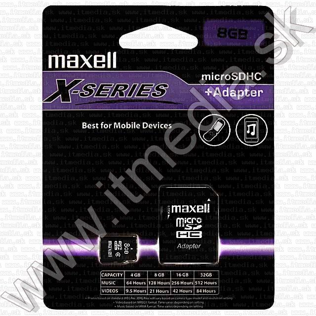 Image of Maxell microSD-HC card 8GB Class4 + adapter (IT7648)