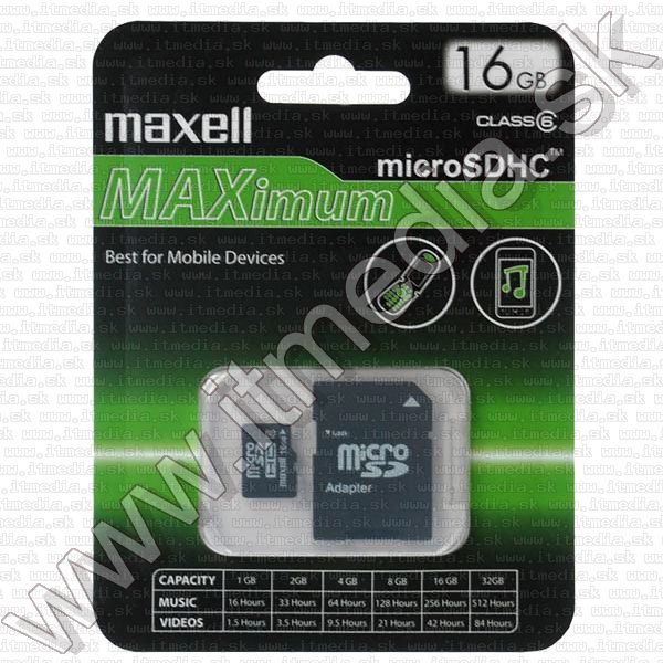 Image of Maxell Maximum microSD-HC card 16GB Class10 + adapter (IT13529)