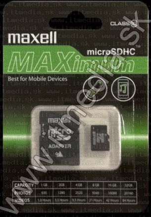 Image of Maxell Maximum microSD-HC card 32GB Class10 + adapter (IT13509)
