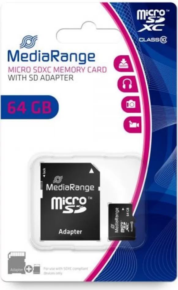 Image of MediaRange microSD-XC card 64GB *Class 10* MR955 (IT14786)