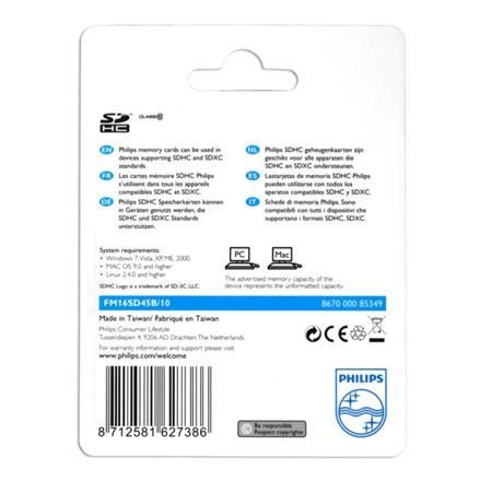 Image of Philips Secure Digital (SD-HC) card, 16GB info! Class10 (IT7528)