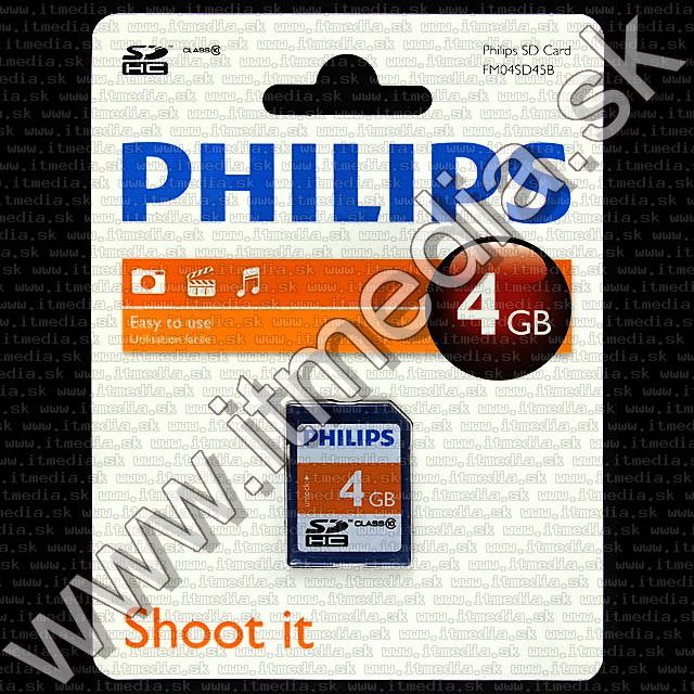 Image of Philips Secure Digital (SD-HC) card, 4GB info! Class10 (IT7527)