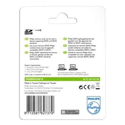 Image of Philips Secure Digital (SD-HC) card, 8GB info! Class10 (IT7526)