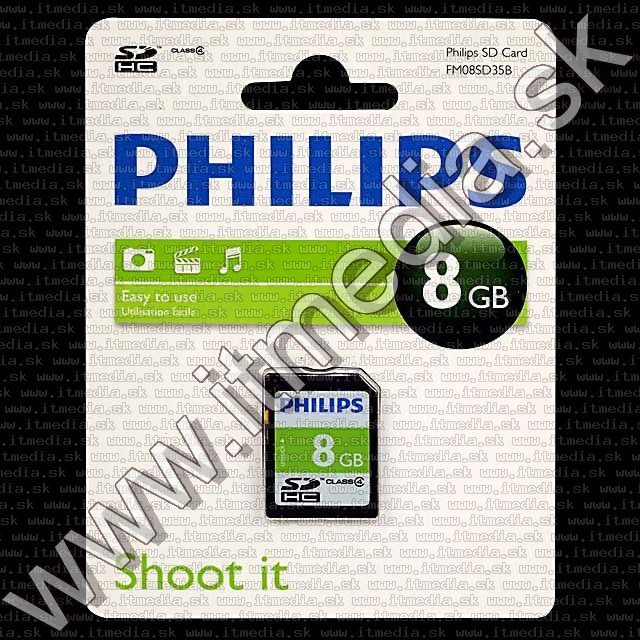 Image of Philips Secure Digital (SD-HC) card, 8GB info! Class4 (IT7548)