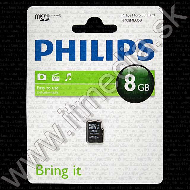 Image of Philips microSD-HC Secure Digital card 8GB INFO! (IT7633)