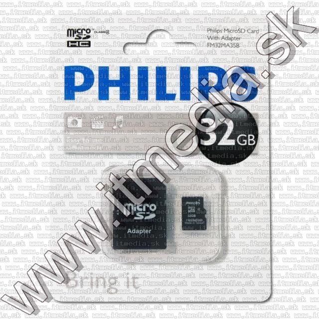 Image of Philips microSD-HC Secure Digital card 32GB +ADAPTER INFO! (IT8333)