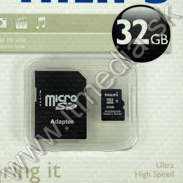 Image of Philips microSD-HC Secure Digital card 32GB +ADAPTER Class10 (IT8763)