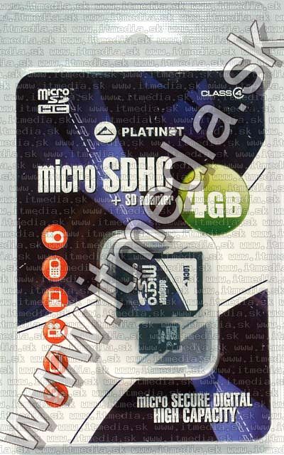 Image of Platinet _microSD-HC_ card 4GB *Class4* *3 year* (IT4526)