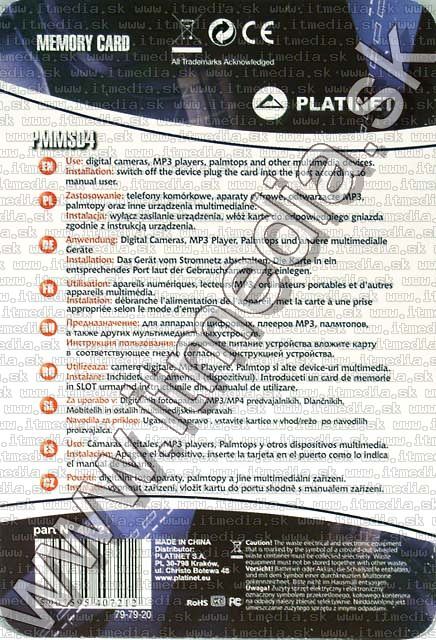 Image of Platinet _microSD-HC_ card 4GB *Class4* *3 year* (IT4526)