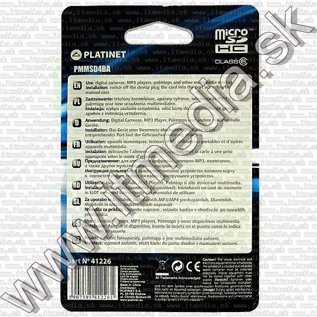 Image of Platinet _microSD-HC_ card 4GB *Class6* *3 year* +Without Adapter+ (IT7679)