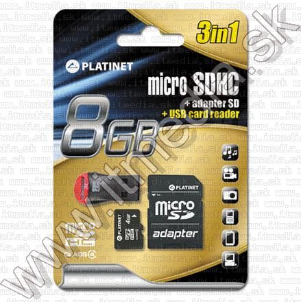 Image of Platinet _microSD-HC_ card 8GB *Class4* *3 year* + Card Reader (IT7549)