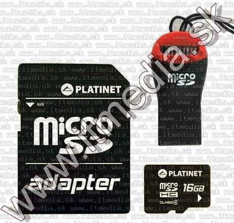 Image of Platinet microSD-HC kártya 16GB *Class10* *3 év garancia* + adapter + kártya olvasó (IT7731)