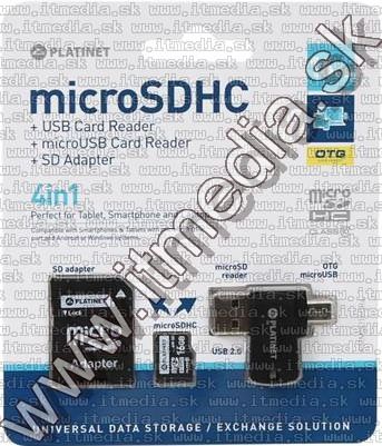 Image of Platinet microSD-HC card 16GB *Class10* 4in1 *OTG* !info (42224) (IT11084)