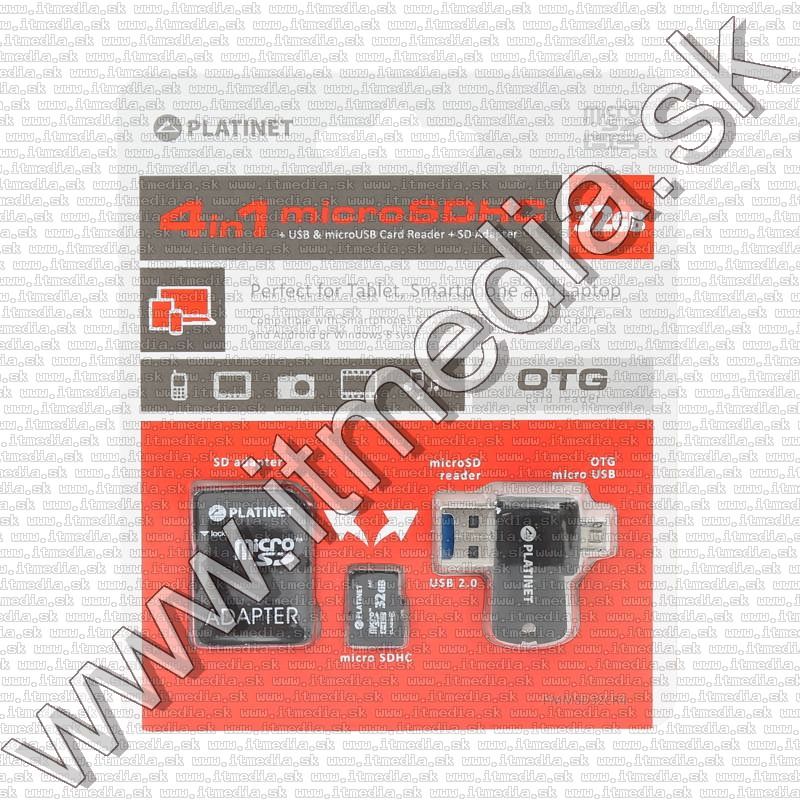 Platinet microSD-HC card 32GB *Class10* 4in1 *OTG* !info (42225) (IT12221) Image of Platinet microSD-HC card 32GB *Class10* 4in1 *OTG* !info (42225) (IT12221)