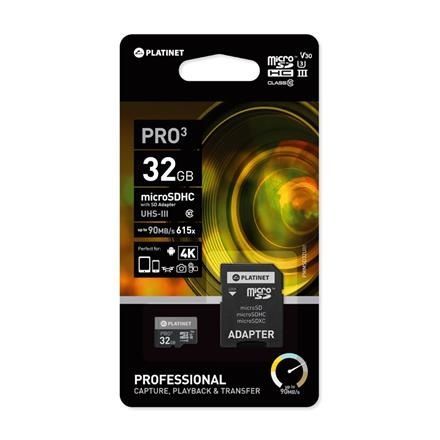 Image of Platinet microSD kártya 32GB UHS-I u3 [44003] [85R40W] (IT13403)