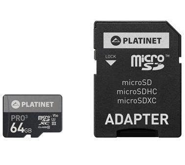 Image of Platinet microSD kártya 64GB UHS-I u3 (43999) [90R30W] (IT13406)