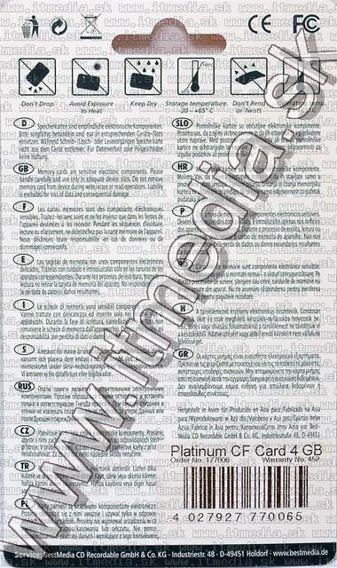 Image of Platinum Compact Flash (CF) card 4GB *HS* (IT4862)
