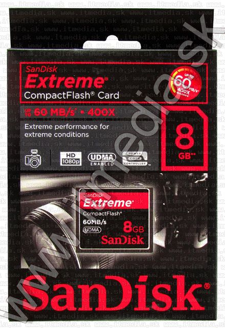 Image of Sandisk CF Memorycard, 8GB Extreme 400x UDMA (IT5722)