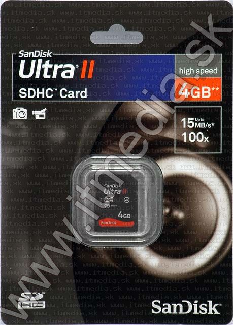 Image of Sandisk SD-HC card 4GB *Ultra II* 15MBps (IT4644)