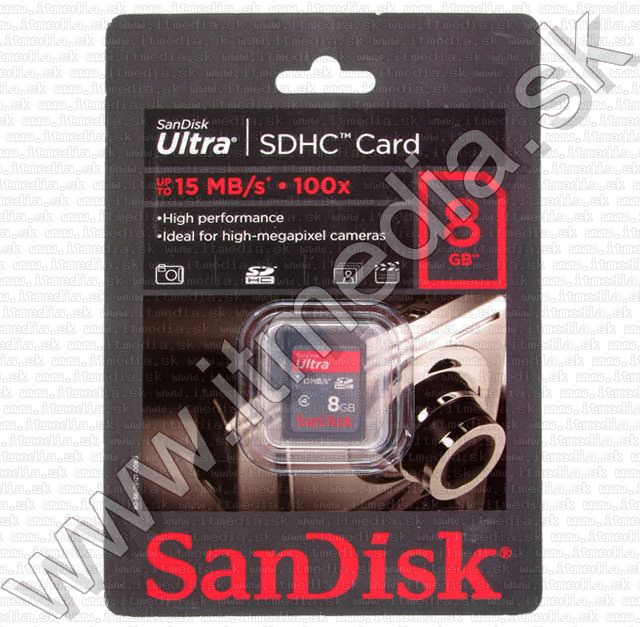 Image of Sandisk SD-HC card 8GB *Ultra II* 20MBps (IT4643)