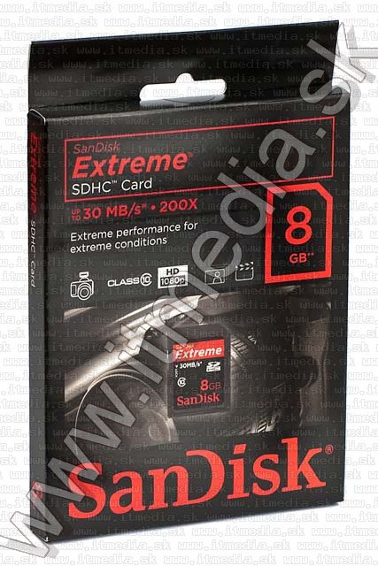 Image of Sandisk SD-HC card 8GB *Extreme III* 30MBps (IT4639)