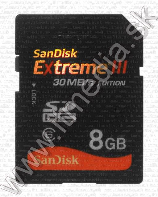 Image of Sandisk SD-HC card 8GB *Extreme III* 30MBps (IT4639)