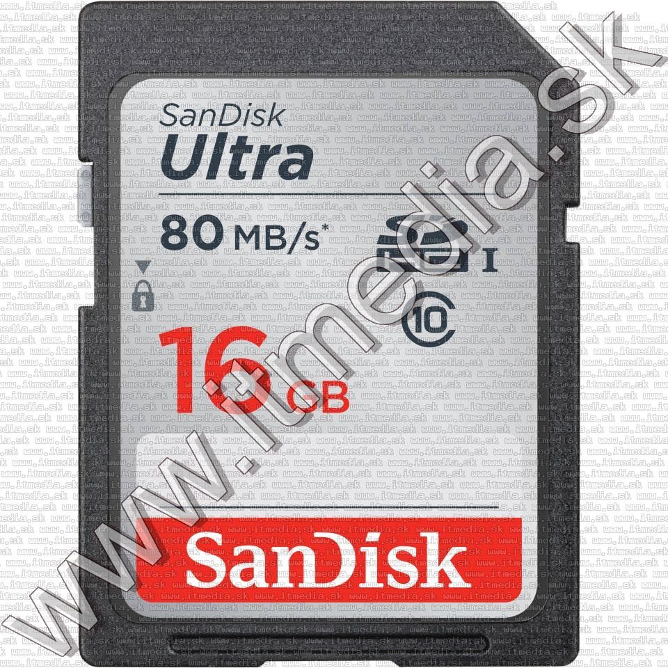 Sandisk SD-HC kártya 16GB UHS-I U1 *Ultra* Class10 80MB/s (IT11629) Image of Sandisk SD-HC kártya 16GB UHS-I U1 *Ultra* Class10 80MB/s (IT11629)
