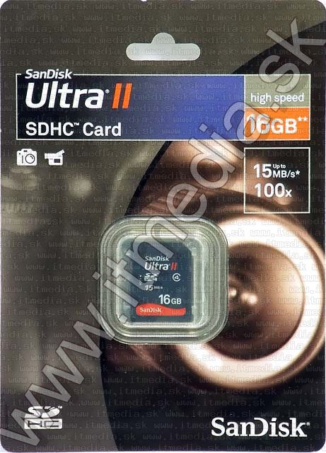 Image of Sandisk SD-HC card 16GB *Ultra II* 15MBps INFO! (IT3379)