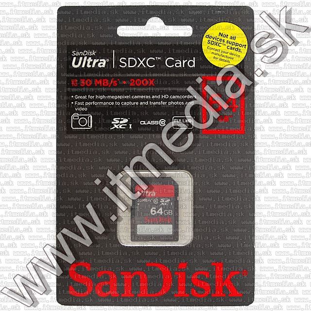 Image of Sandisk SD-XC kártya 64GB UHS-I U1 *Ultra CLASS10* INFO! (IT8780)