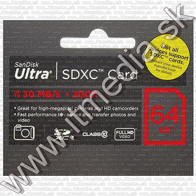 Image of Sandisk SD-XC kártya 64GB UHS-I U1 *Ultra CLASS10* INFO! (IT8780)