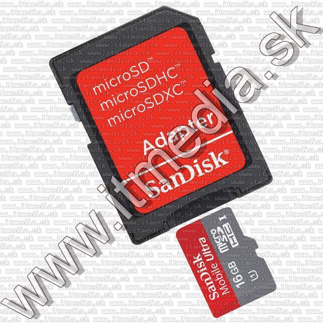 Image of Sandisk microSD-HC kártya 16GB UHS-I U1 *Ultra CLASS10* 48MB/s + adapter (IT7755)