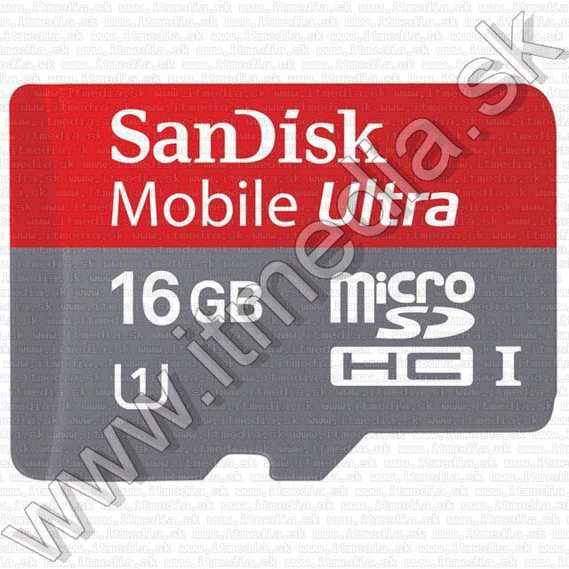 Image of Sandisk microSD-HC kártya 16GB UHS-I U1 *Ultra CLASS10* 48MB/s + adapter (IT7755)