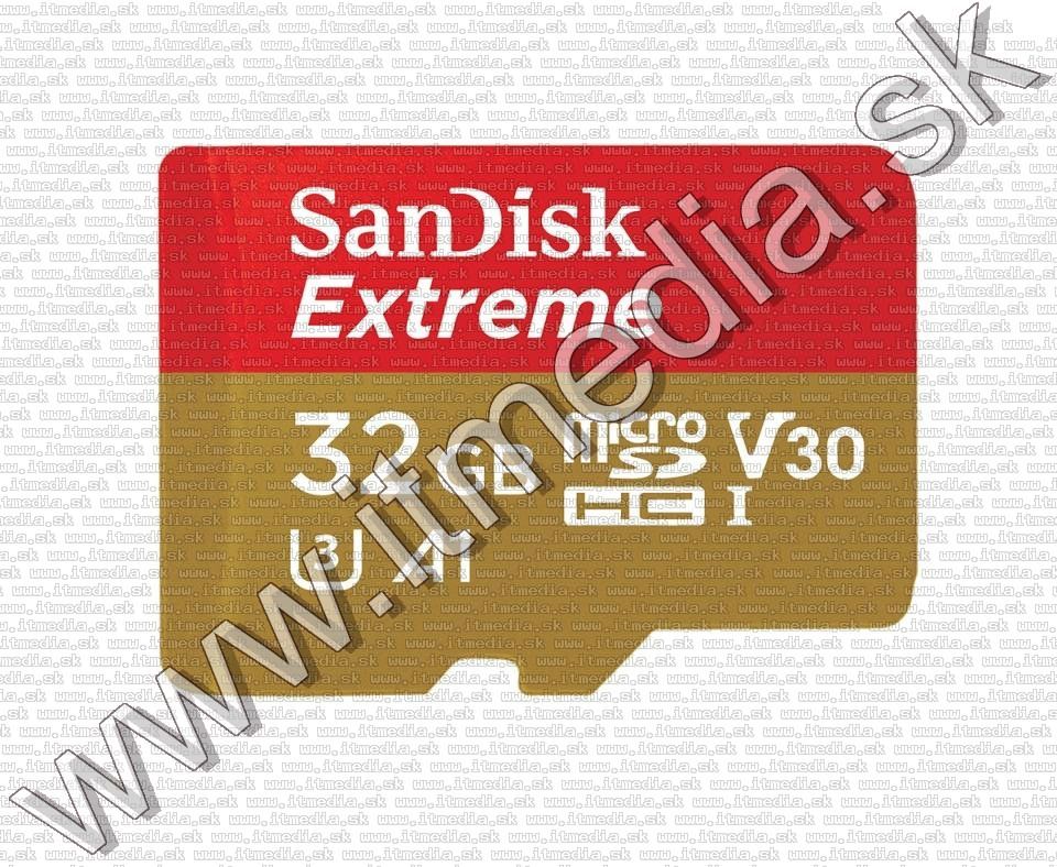 Sandisk microSD-HC kártya 32GB UHS-I U3 V30 A1 *Mobile Extreme* 100/60 MB/s + adapter (IT13293) Image of Sandisk microSD-HC kártya 32GB UHS-I U3 V30 A1 *Mobile Extreme* 100/60 MB/s + adapter (IT13293)