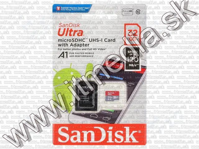 Image of Sandisk microSD-HC kártya 32GB UHS-I U1 A1 *Mobile Ultra Androidhoz* 120MB/s + adapter (IT14697)