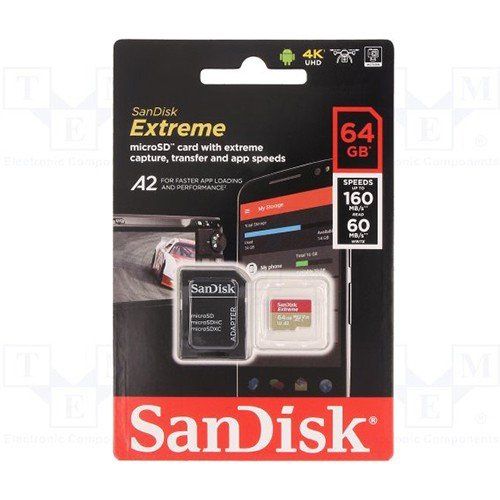 Image of Sandisk microSD-XC kártya 64GB UHS-I U3 V30 A2 [160R60W] +adapter (IT14623)