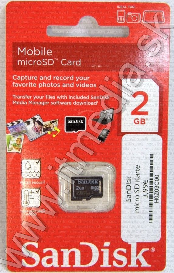 Image of Sandisk microSD card 2GB **Without Adapater** (IT9107)