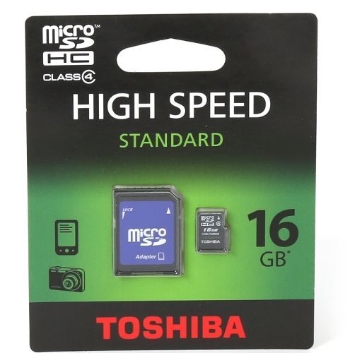 Image of Toshiba microSD-HC card 16GB Class4 + adapter (IT12662)