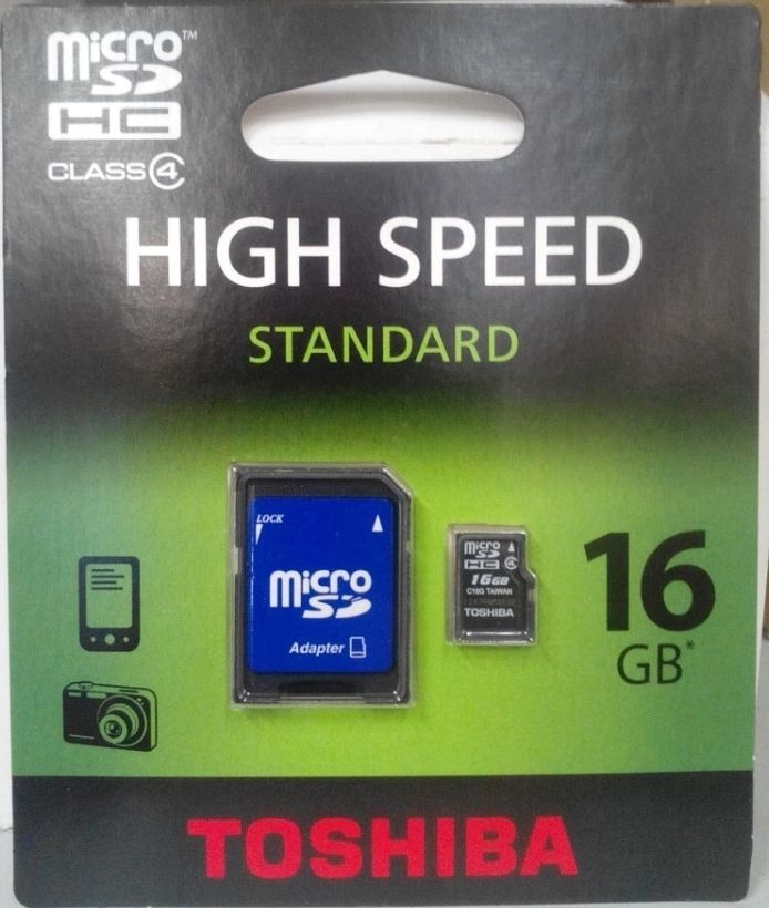 Image of Toshiba microSD-HC card 16GB Class4 + adapter (IT12662)