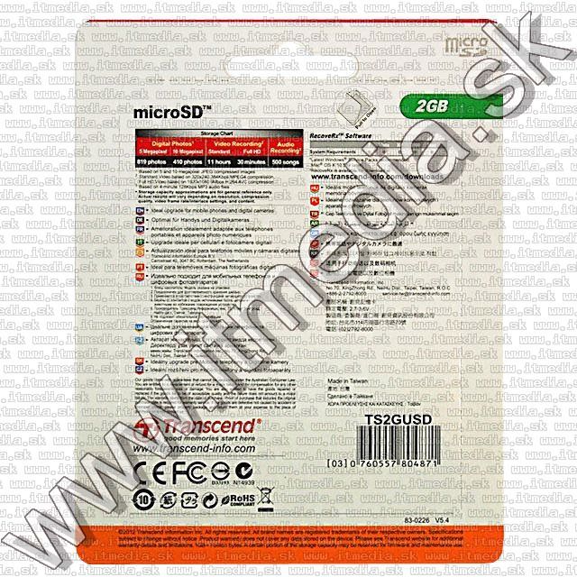 Image of Transcend microSD Secure Digital card 2GB (IT9664)